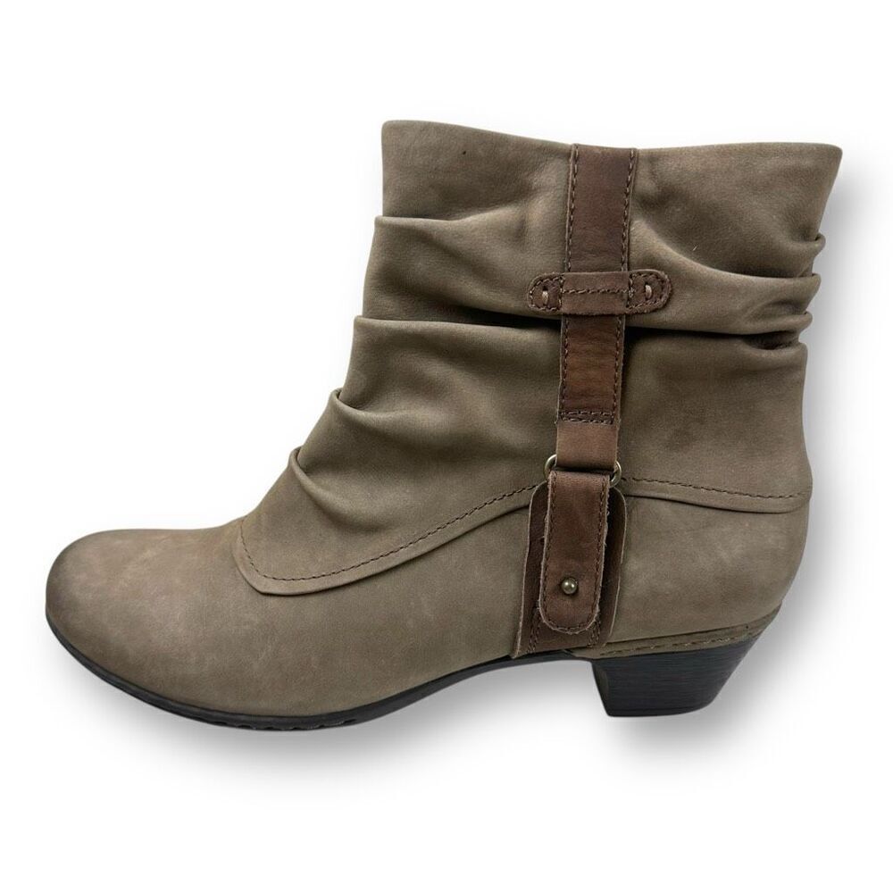 Rockport Women's 11 Alexandria Slouchy Ankle Boot Beige Brown Leather Distressed
